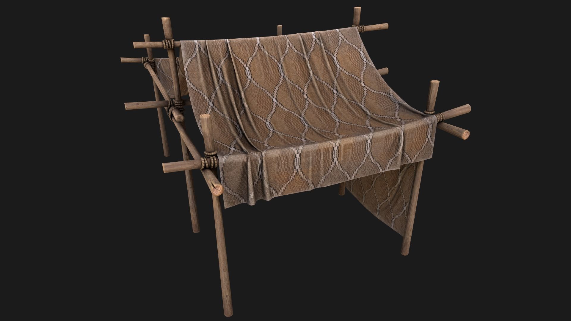 Desert Nomad Tent Stalls Low-poly 3D model_6