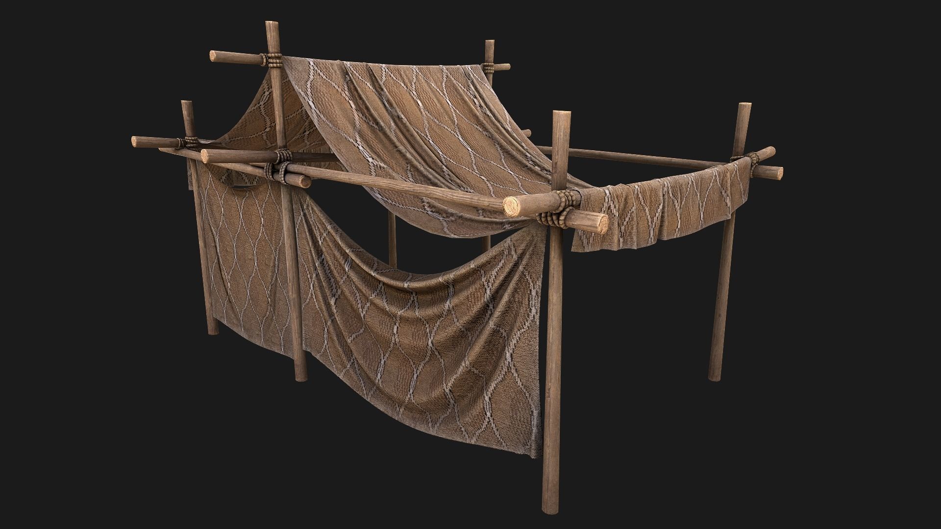 Desert Nomad Tent Stalls Low-poly 3D model_13