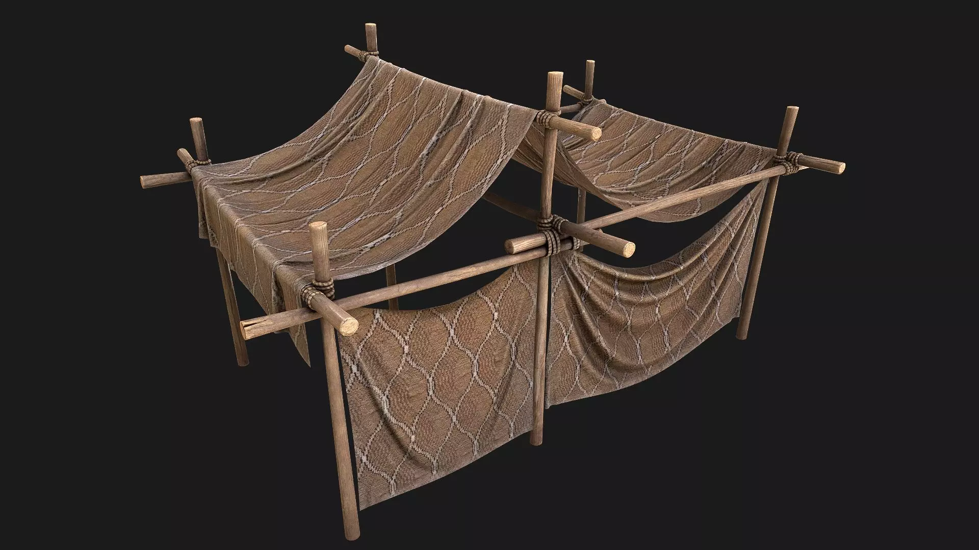 Desert Nomad Tent Stalls Low-poly 3D model_0