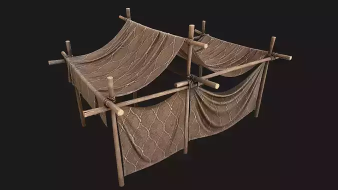 Desert Nomad Tent Stalls Low-poly 3D model