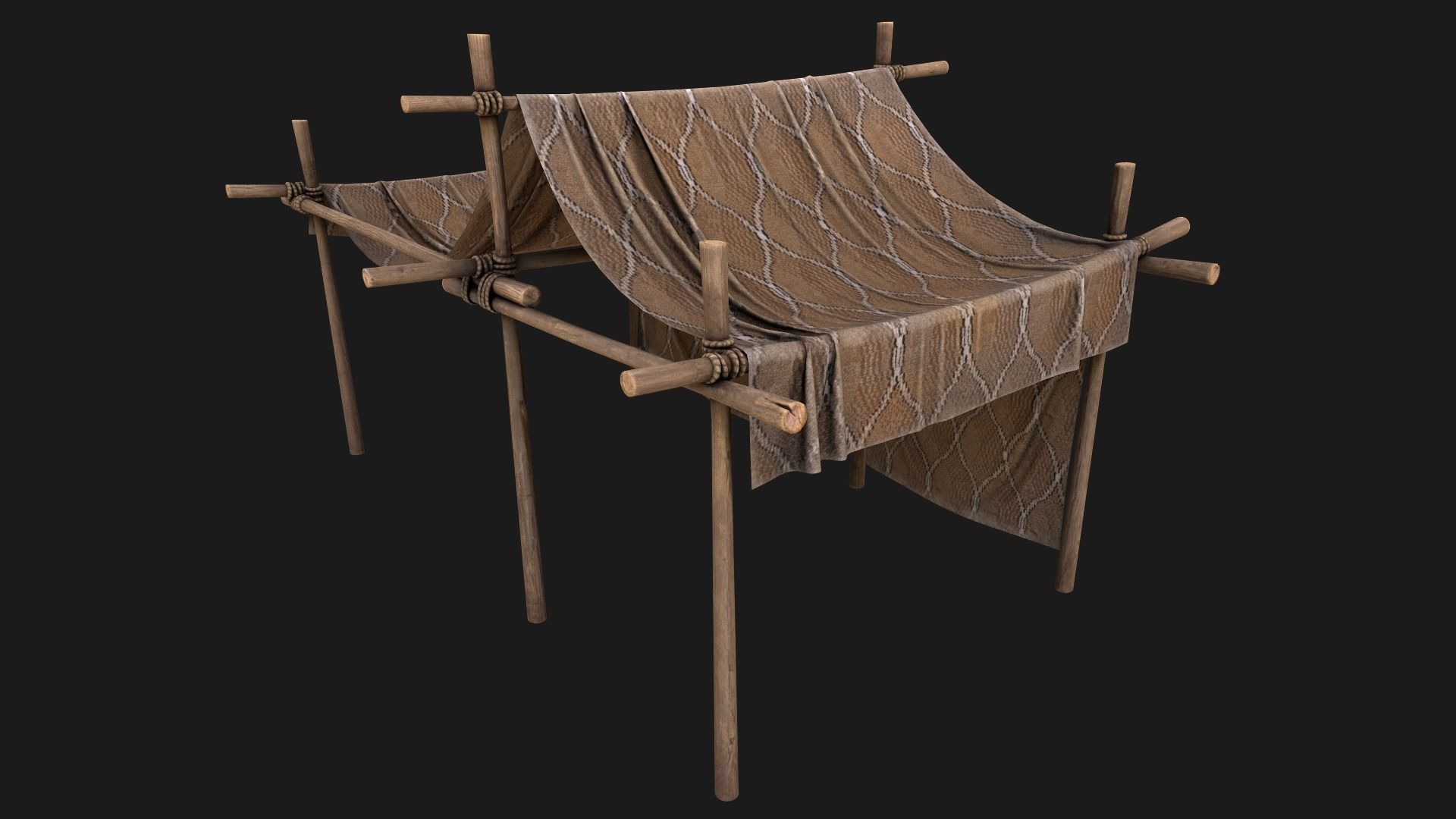 Desert Nomad Tent Stalls Low-poly 3D model_5