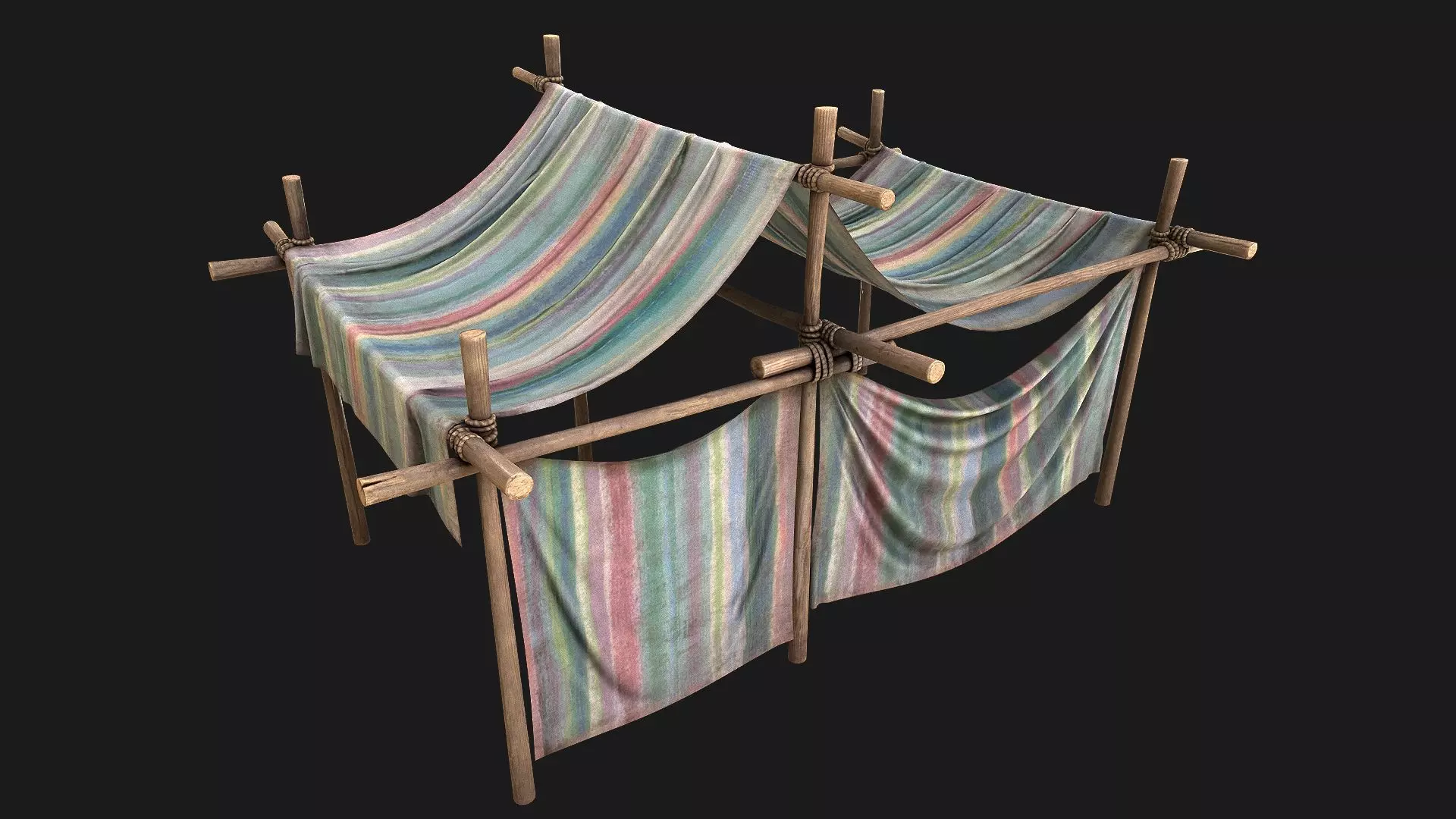 Large Fair Tent Stall Medieval Trader Bazaar Shop Low-poly 3D model