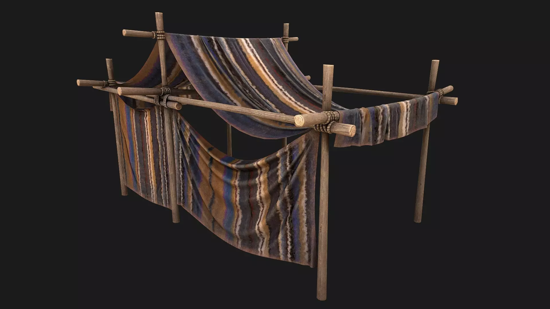 Large Nomad Tent Medieval Trader Bazaar Stand Stall Shop Low-poly 3D model