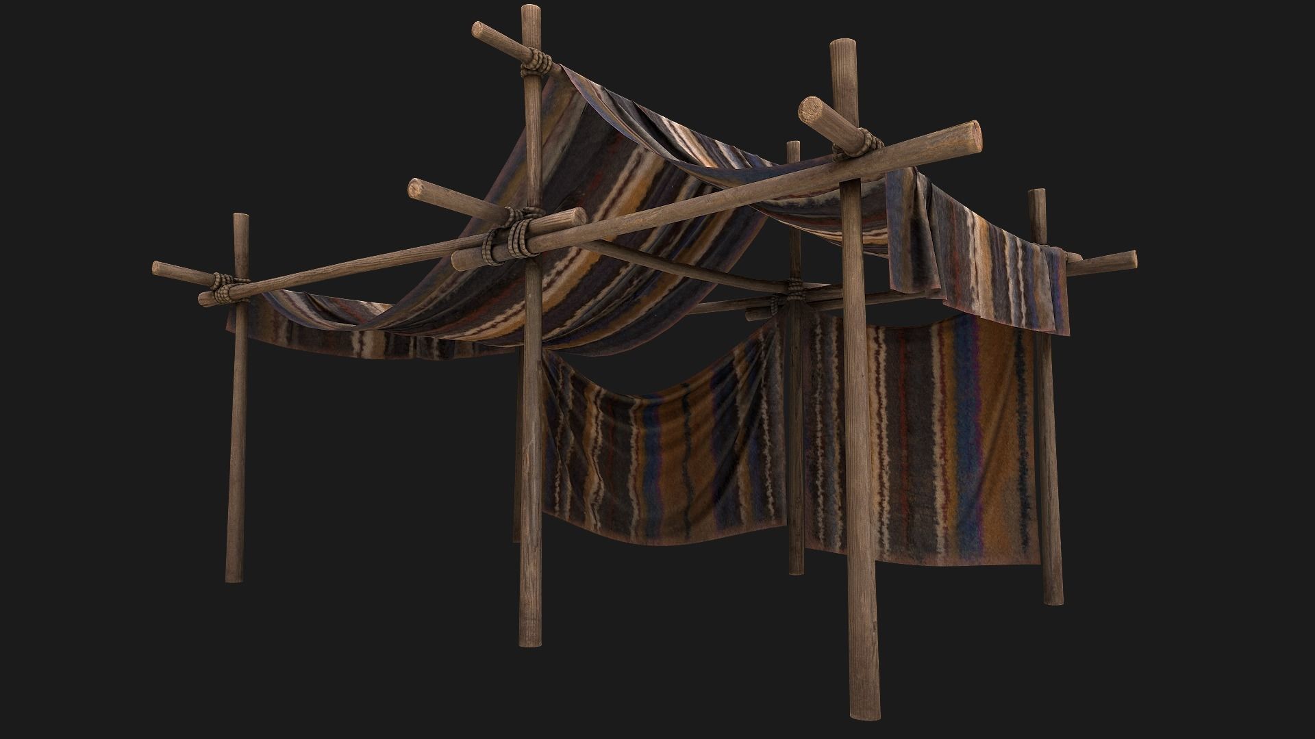Large Nomad Tent Low-poly 3D model_7