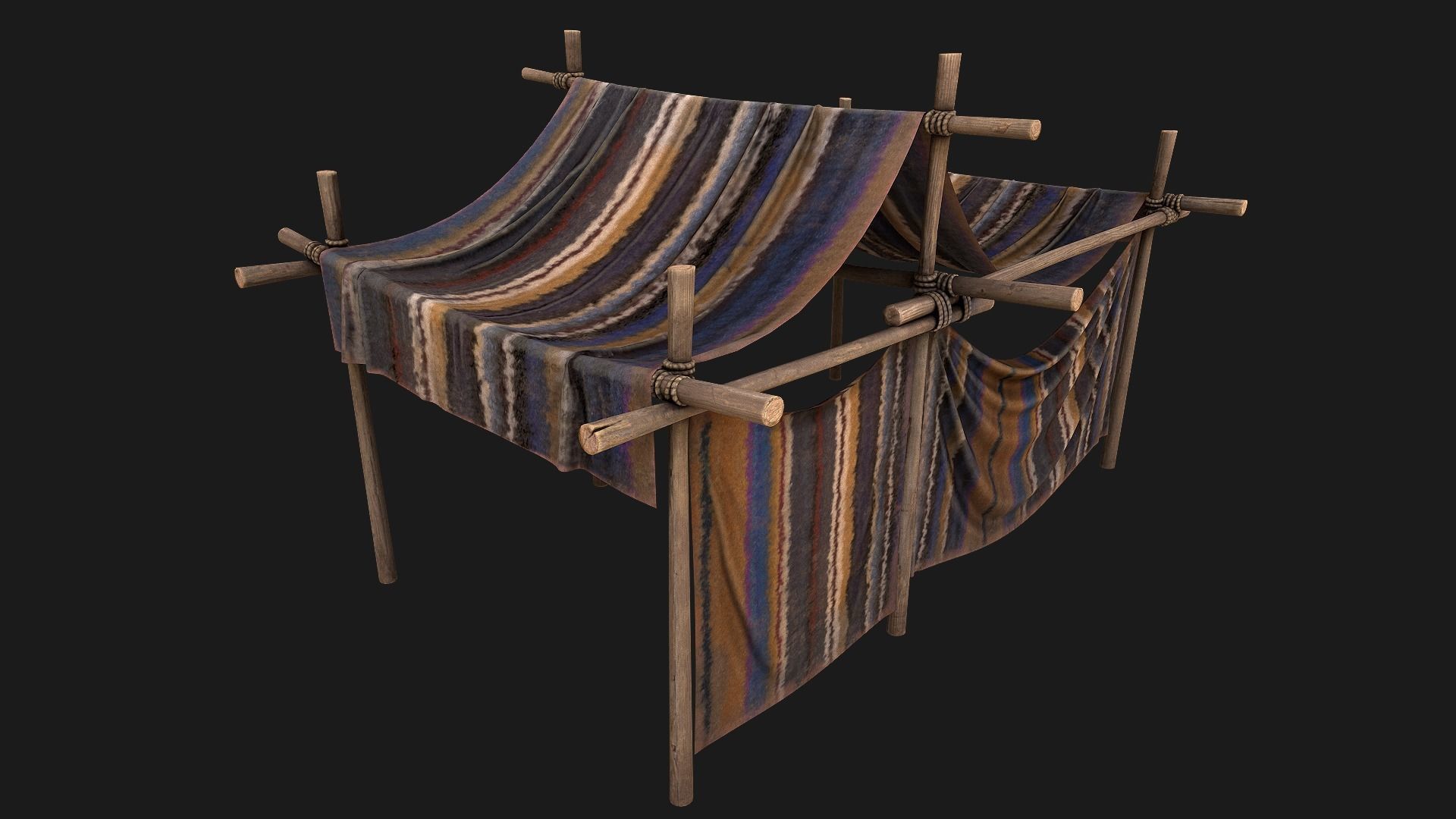 Large Nomad Tent Low-poly 3D model_9