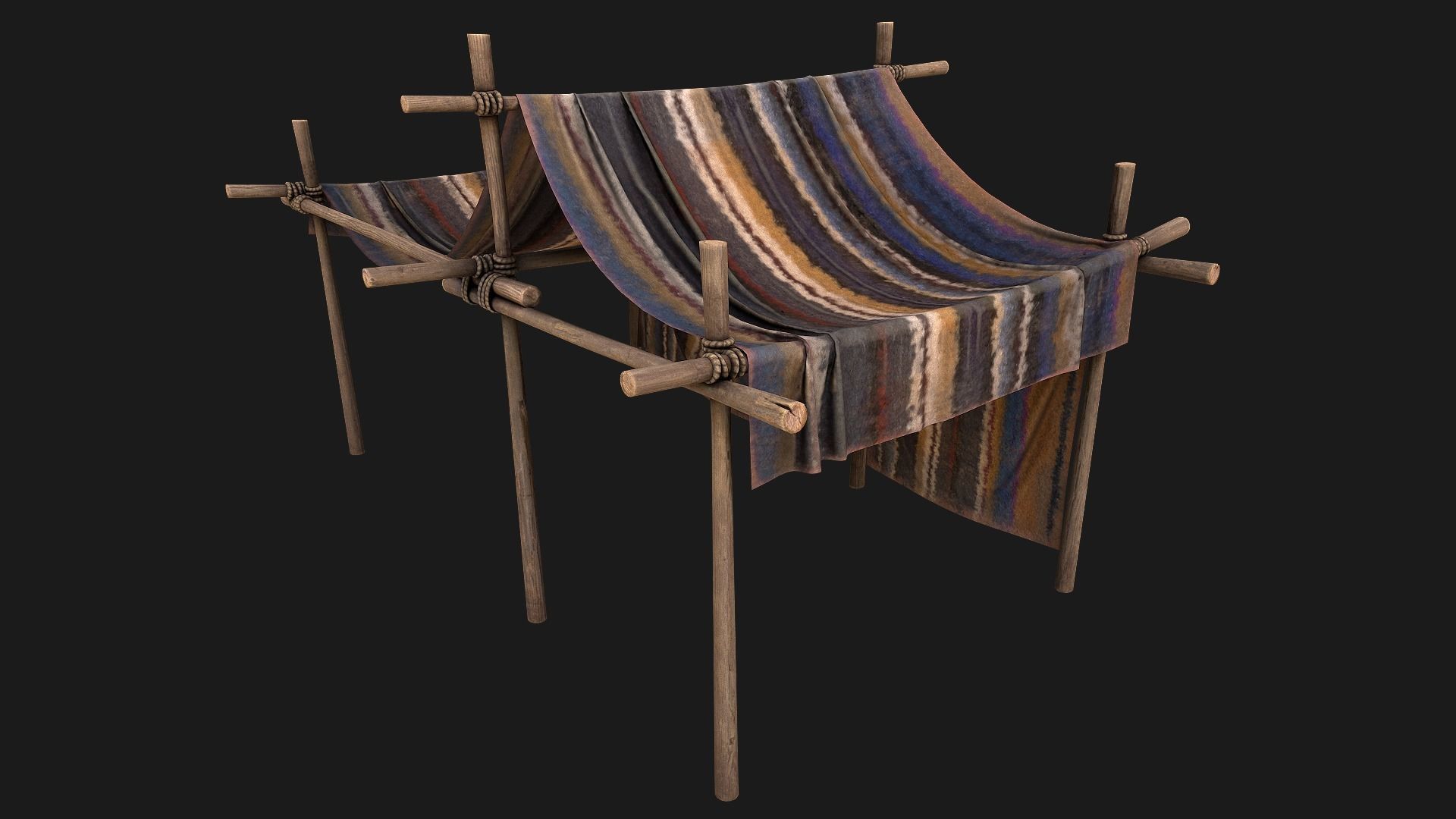 Large Nomad Tent Low-poly 3D model_5