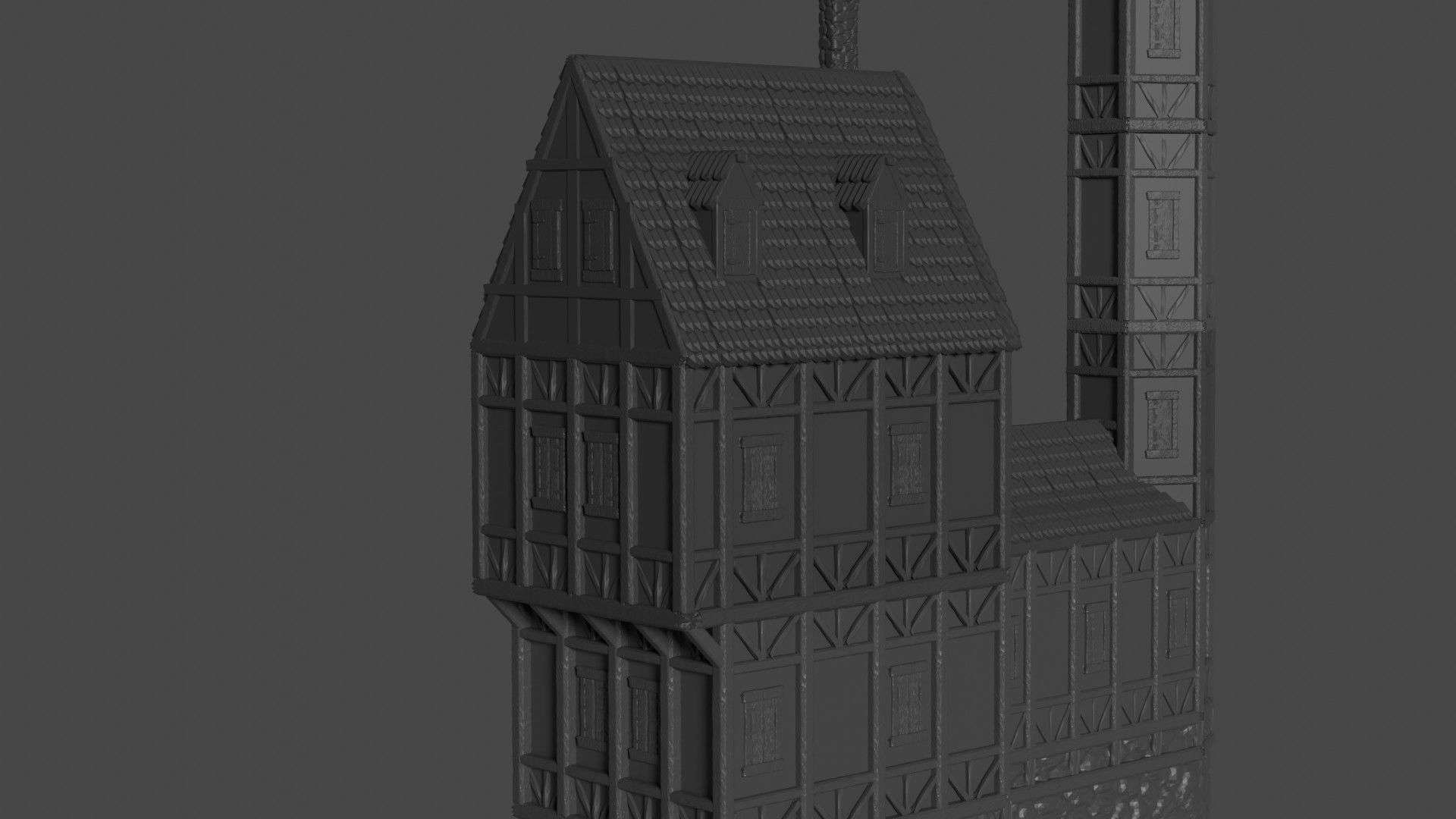 Big Medieval House  Tabletop Terrain 25 mm 3D print model_5