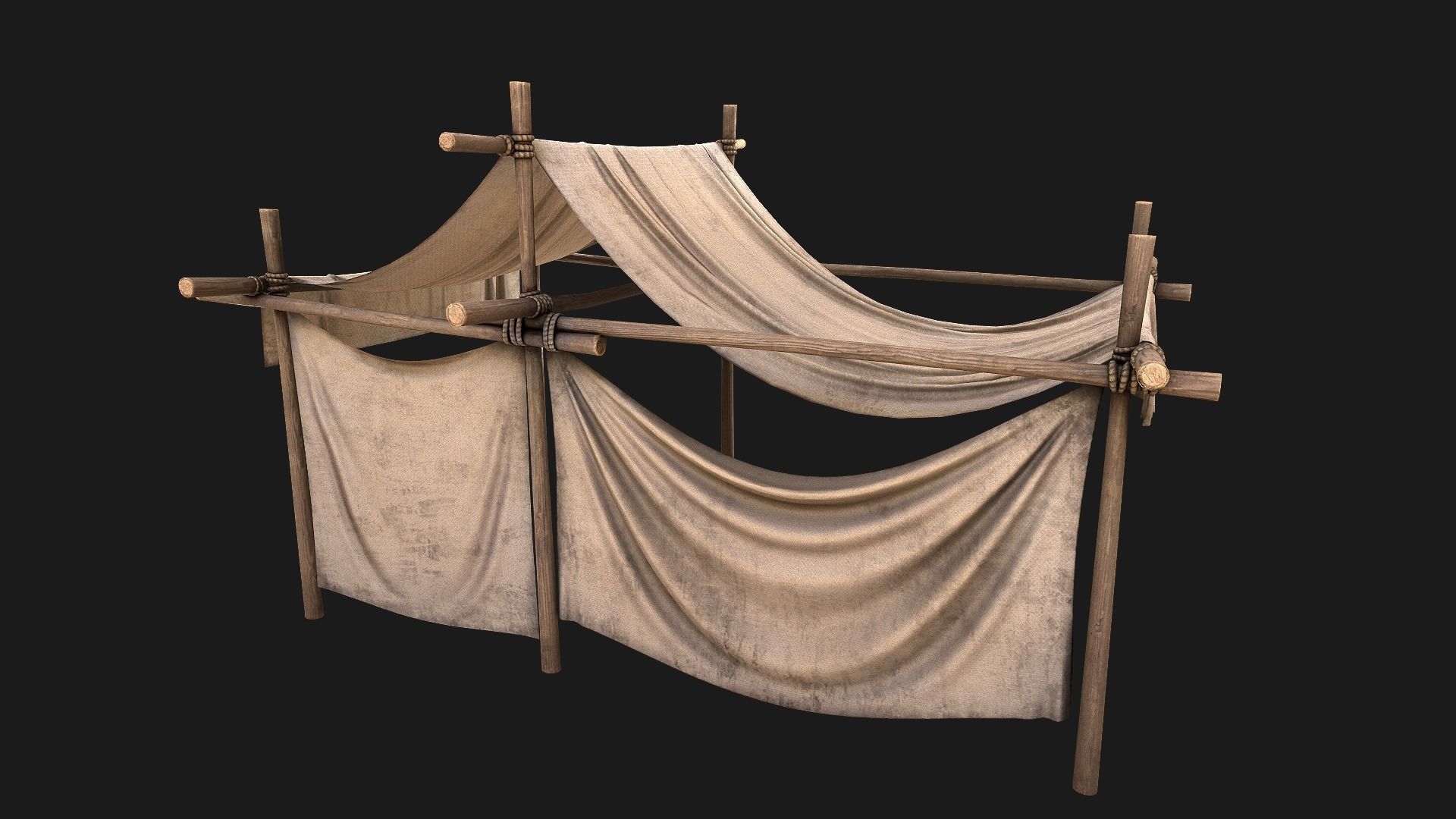 Market Stall Medieval Tent Cotton Low-poly 3D model_12