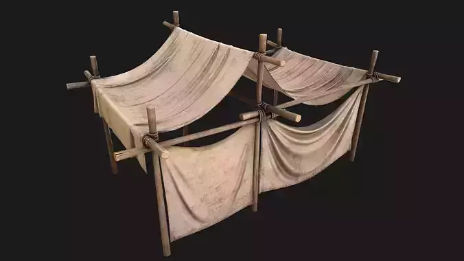Market Stall Medieval Tent Cotton Low-poly 3D model