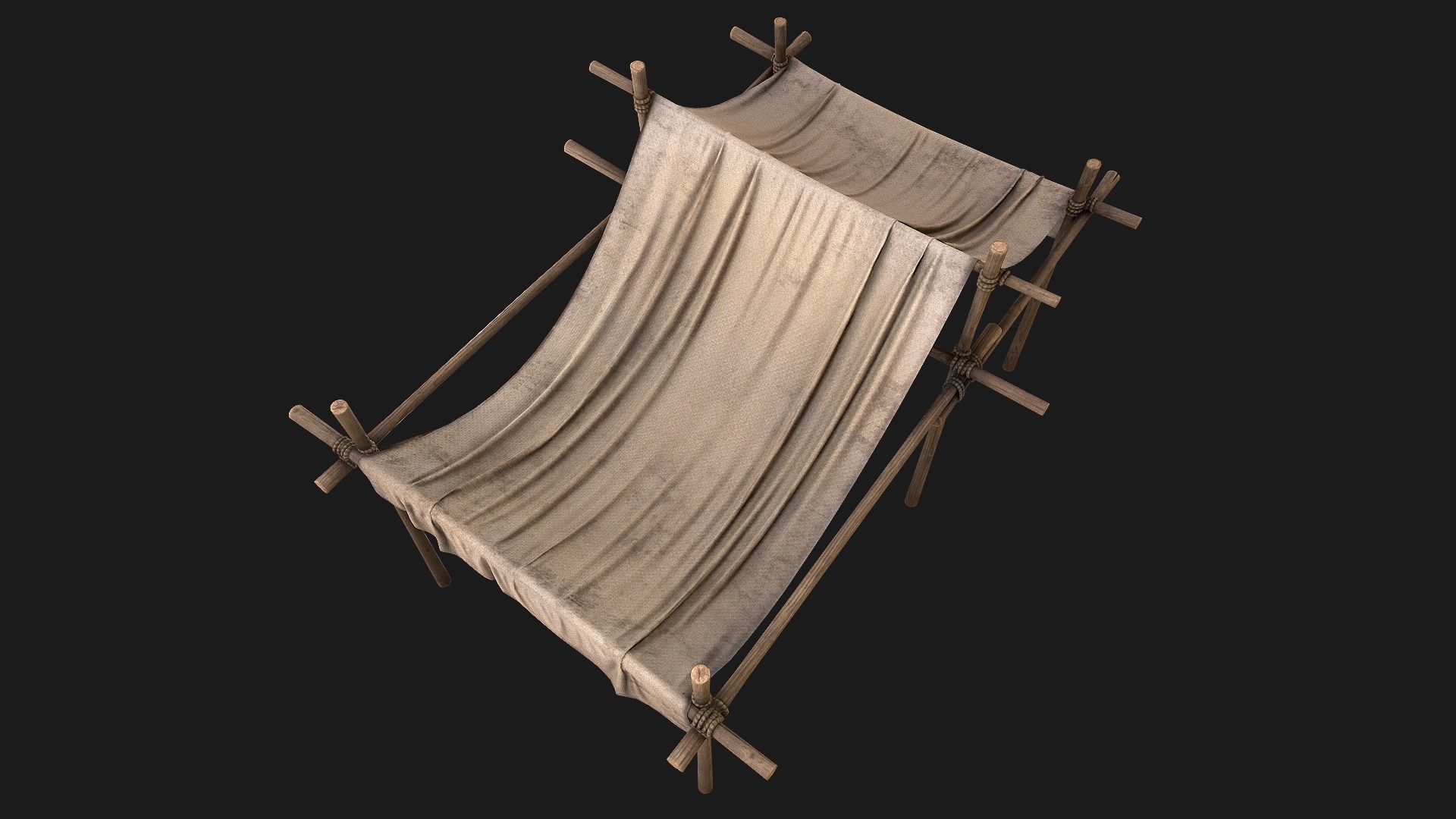 Market Stall Medieval Tent Cotton Low-poly 3D model_16