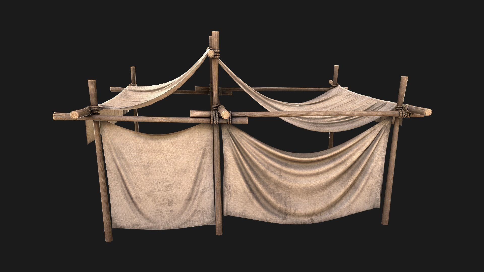 Market Stall Medieval Tent Cotton Low-poly 3D model_11