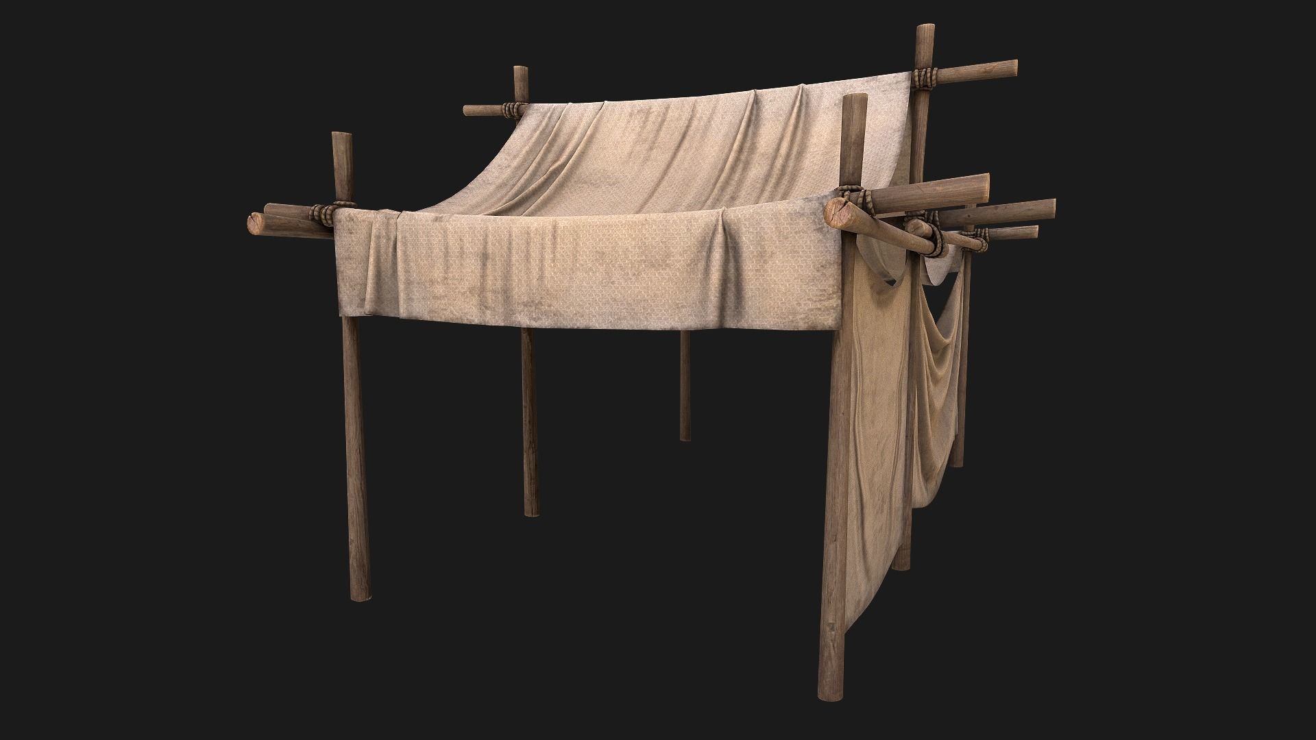 Market Stall Medieval Tent Cotton Low-poly 3D model_8