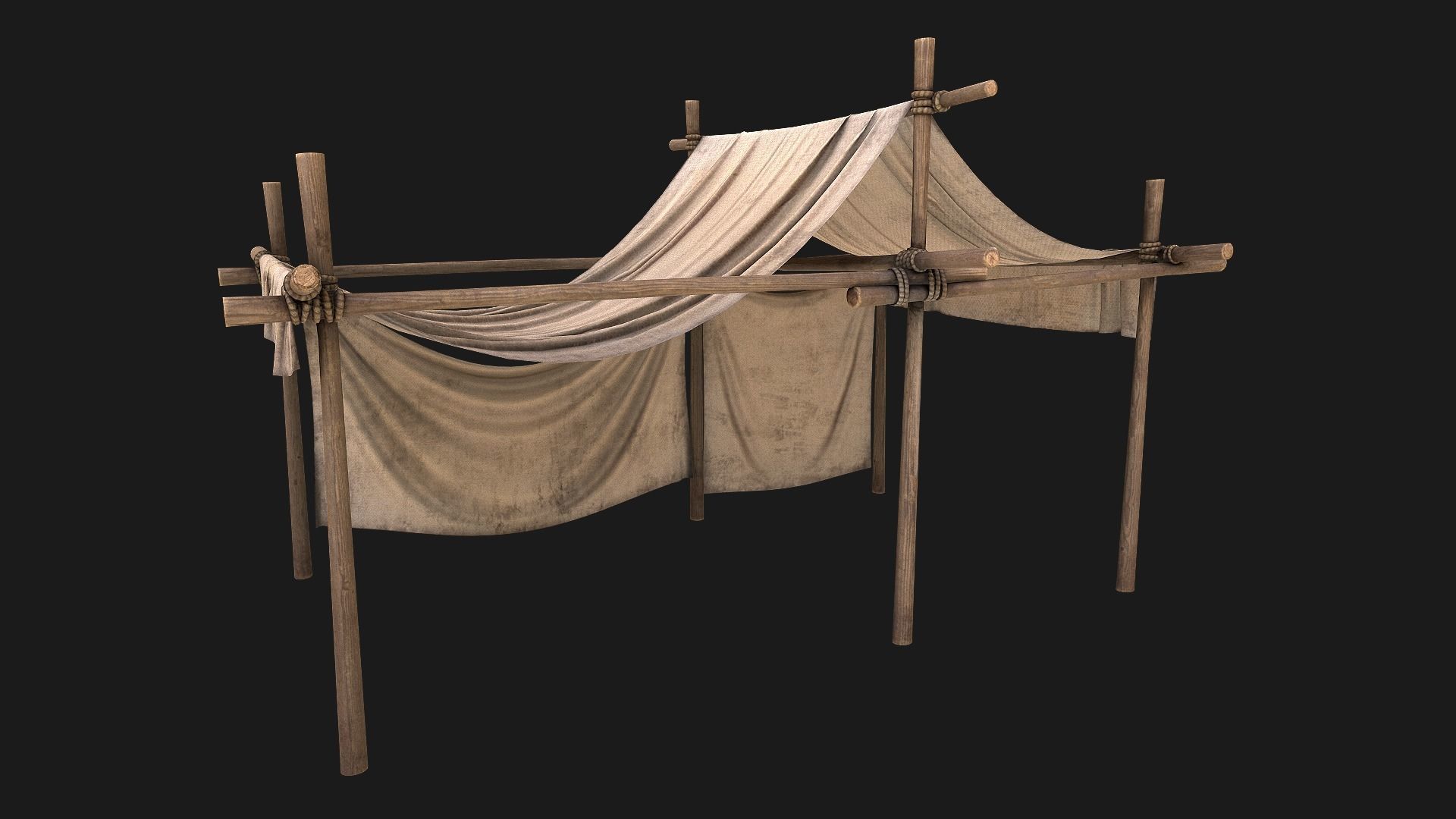 Market Stall Medieval Tent Cotton Low-poly 3D model_18