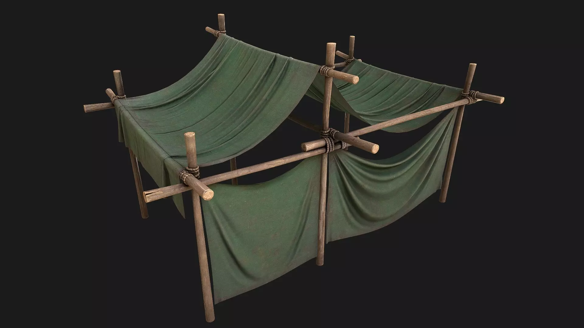 Military Medical Tent Camp Low-poly 3D model