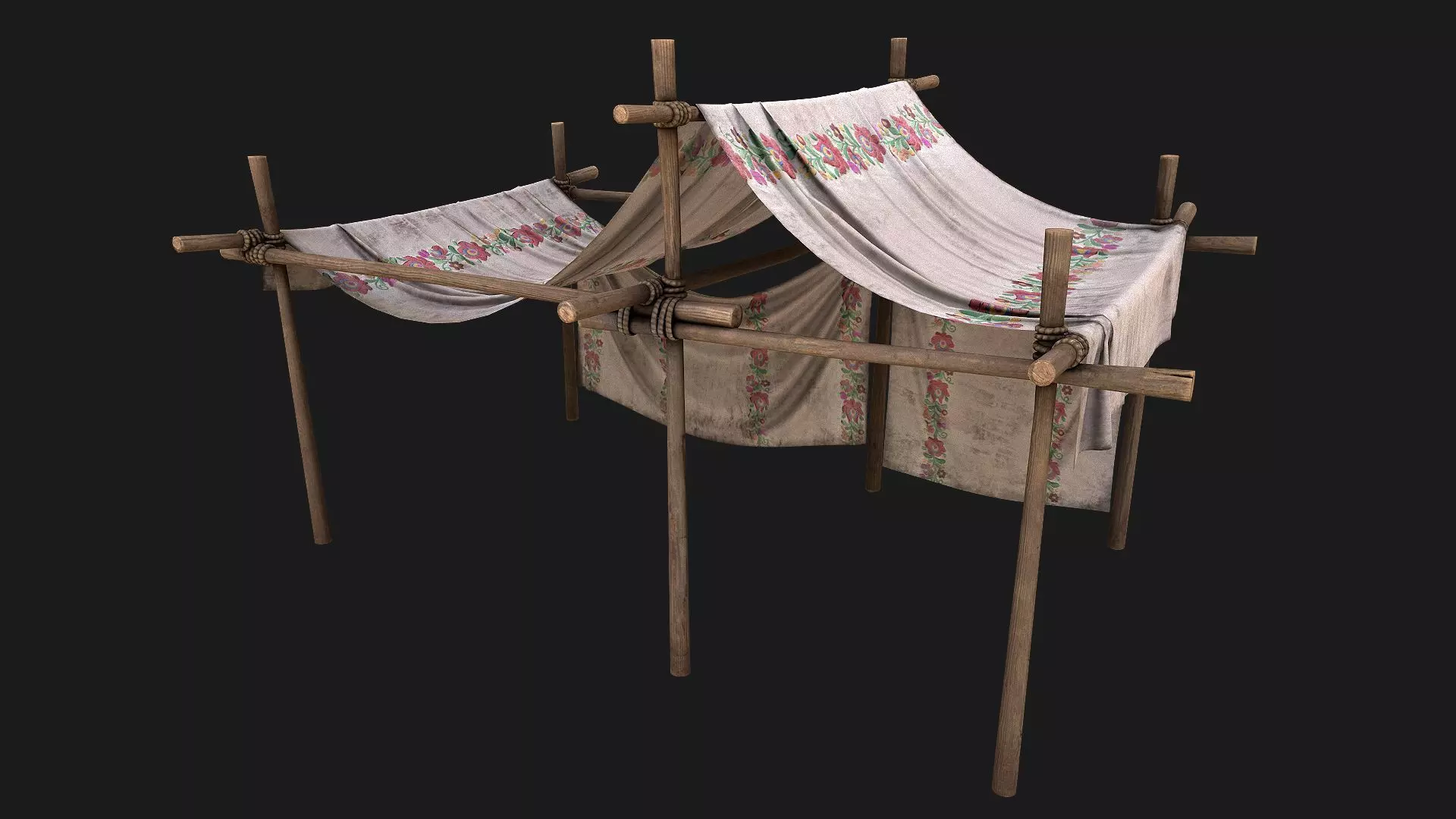 Large trade fair Ukrainian Tent Stall Stand Bazaar Shop Low-poly 3D model