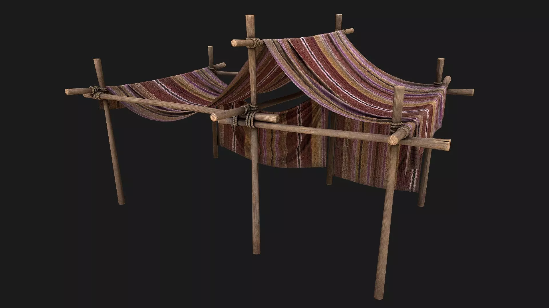 Large trade fair tent purple Stall Low-poly 3D model_0