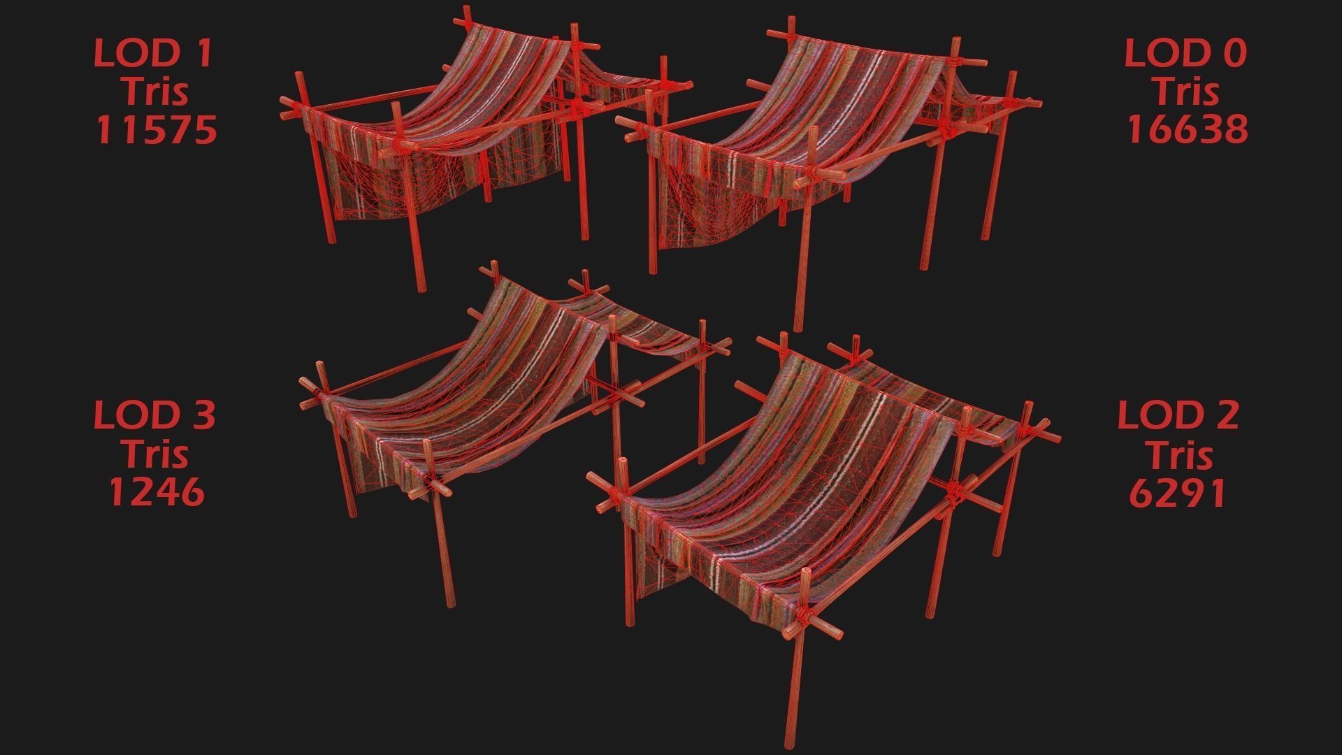 Large trade fair tent purple Stall Low-poly 3D model_2