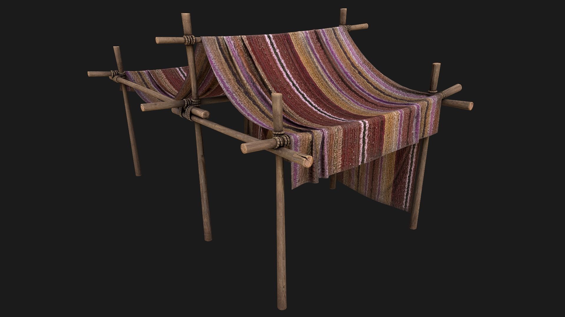 Large trade fair tent purple Stall Low-poly 3D model_5