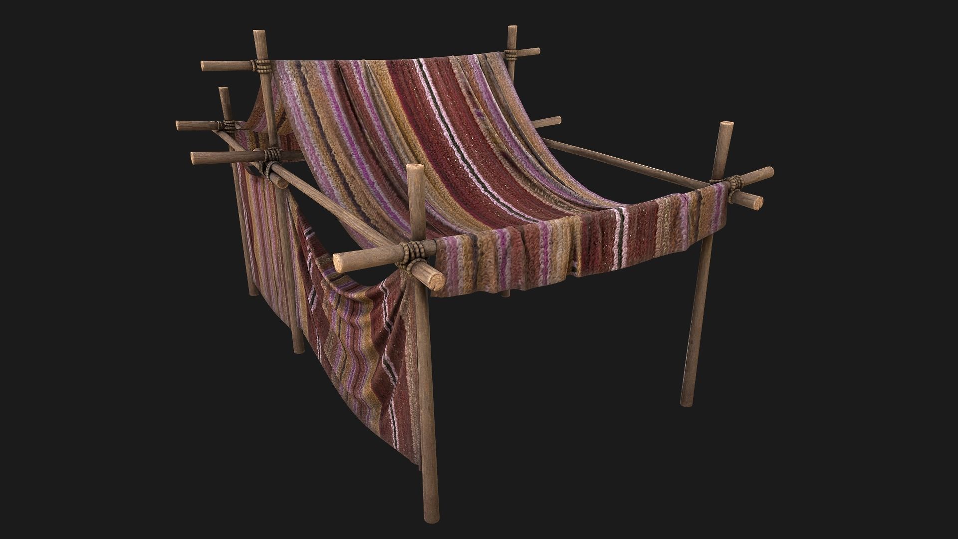 Large trade fair tent purple Stall Low-poly 3D model_15