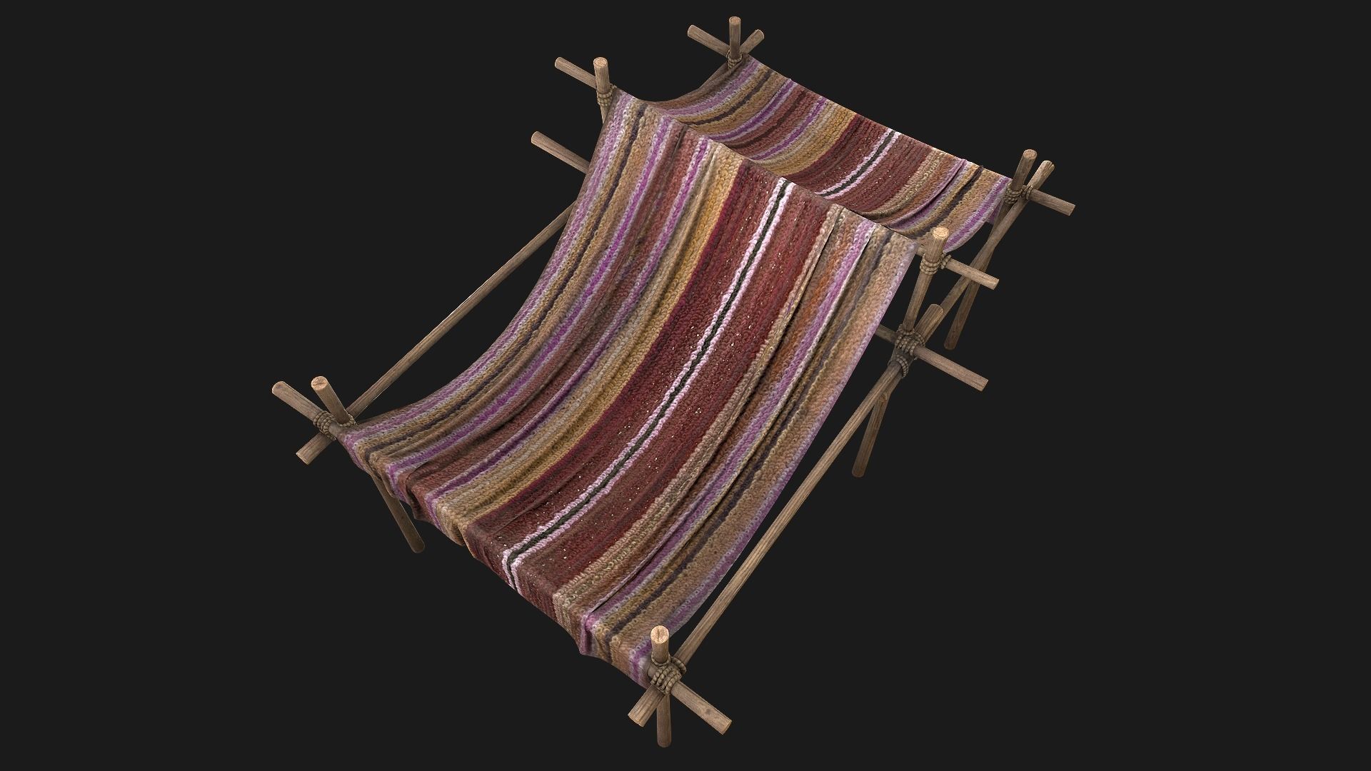 Large trade fair tent purple Stall Low-poly 3D model_17