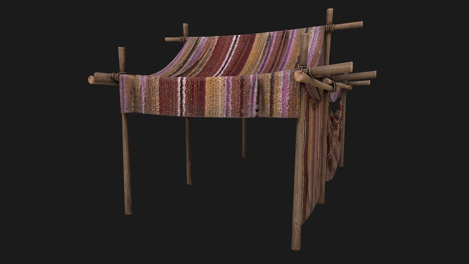 Large trade fair tent purple Stall Low-poly 3D model_8