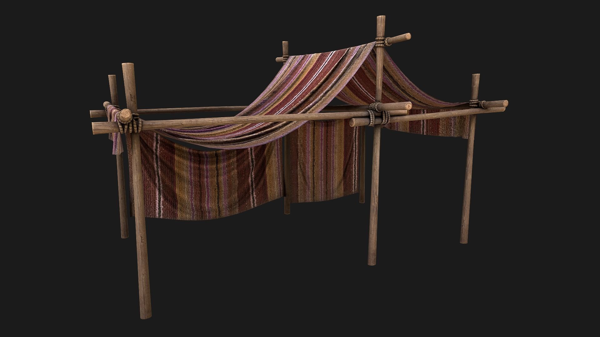 Large trade fair tent purple Stall Low-poly 3D model_3