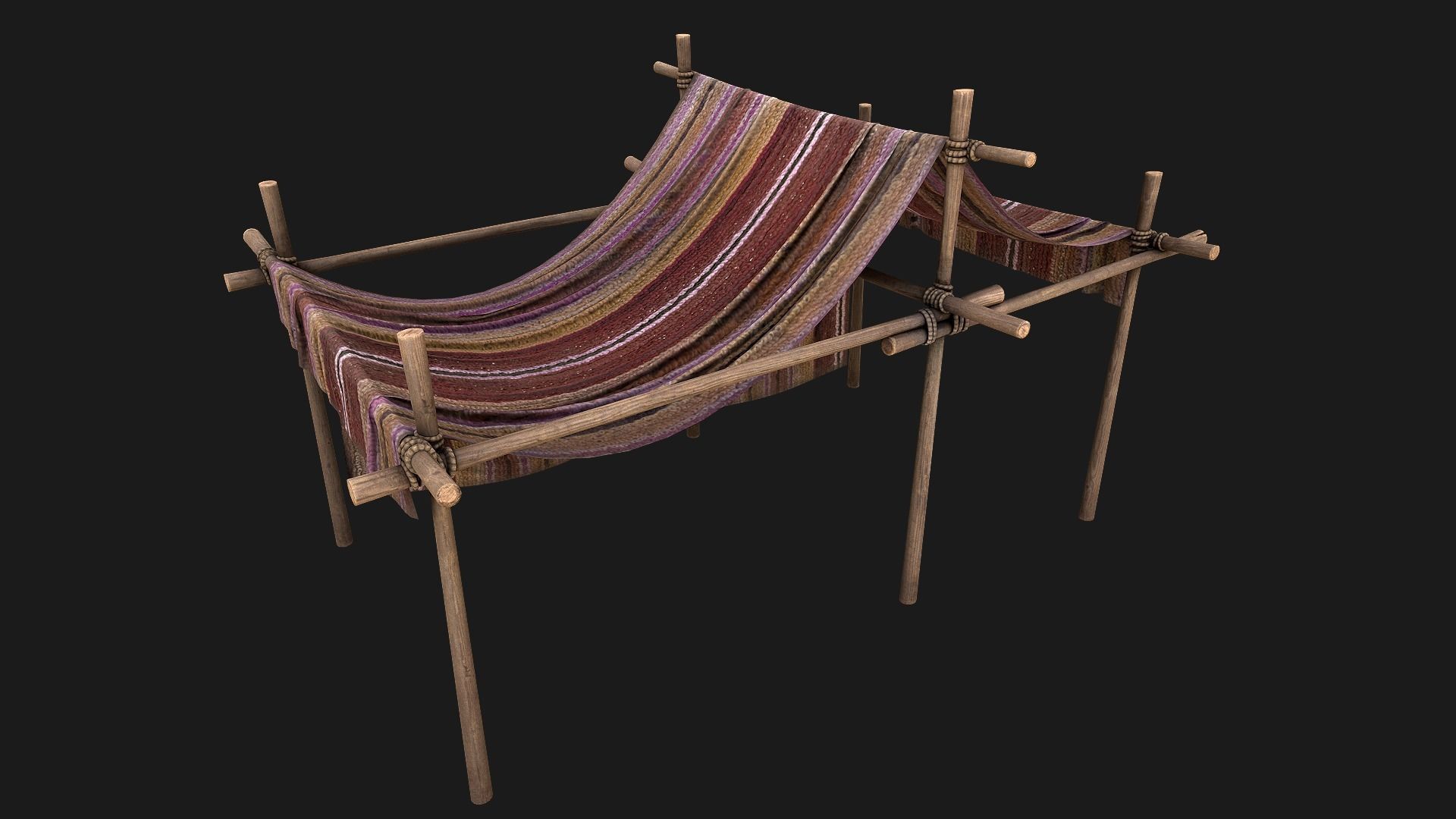 Large trade fair tent purple Stall Low-poly 3D model_18