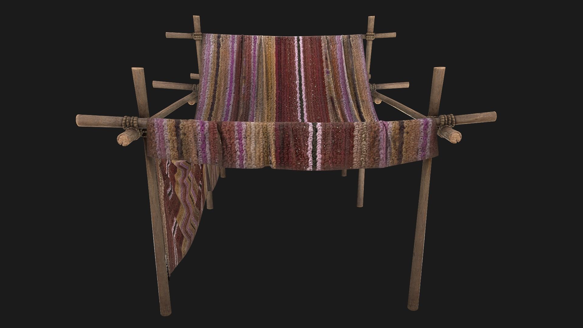 Large trade fair tent purple Stall Low-poly 3D model_16