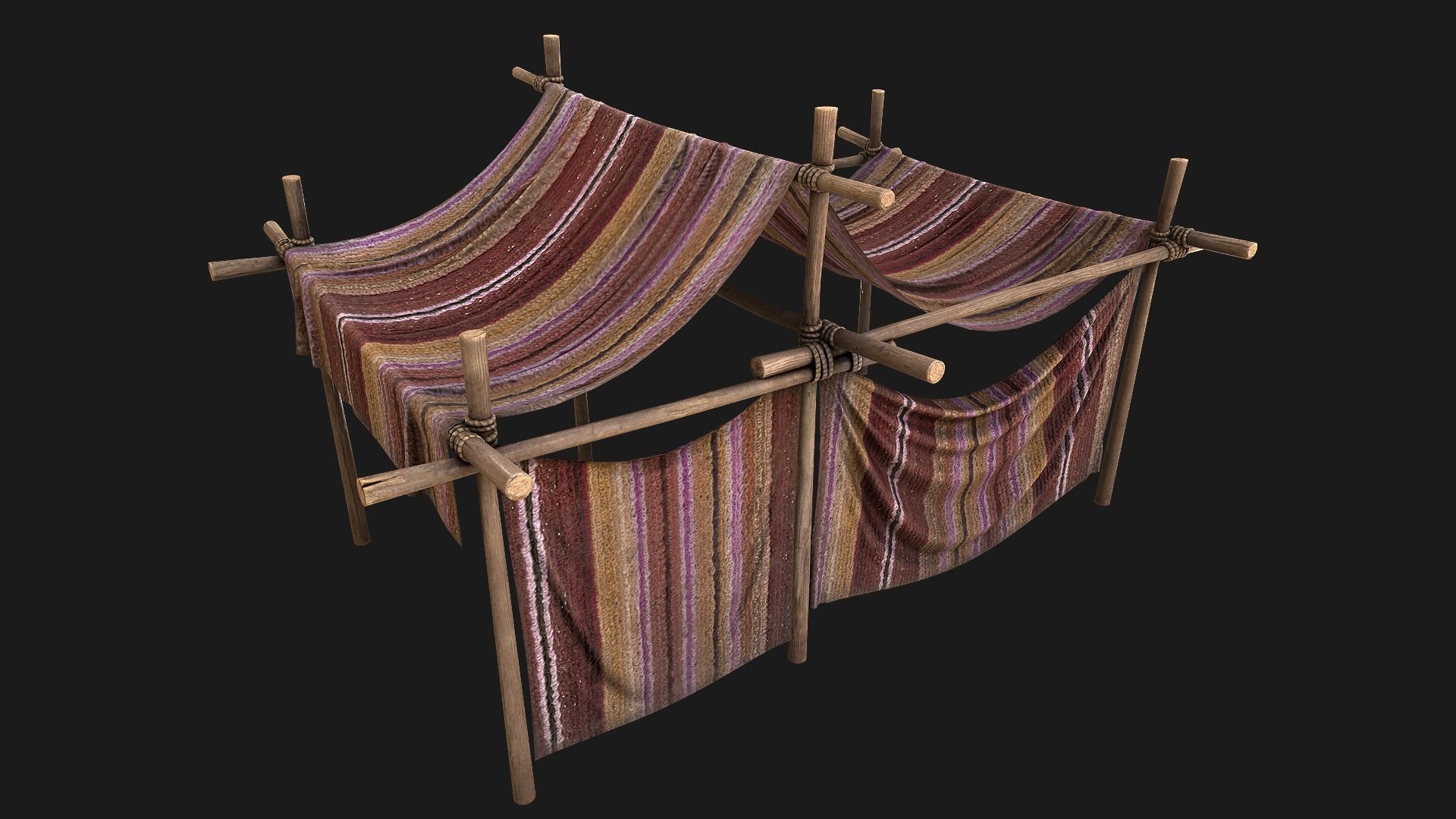 Large trade fair tent purple Stall Low-poly 3D model_11