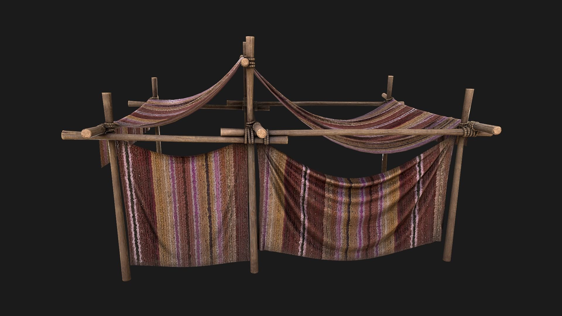 Large trade fair tent purple Stall Low-poly 3D model_12