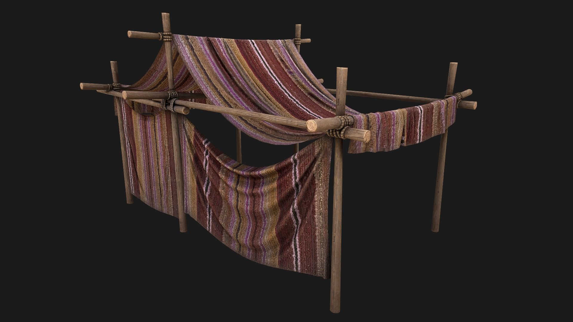 Large trade fair tent purple Stall Low-poly 3D model_14