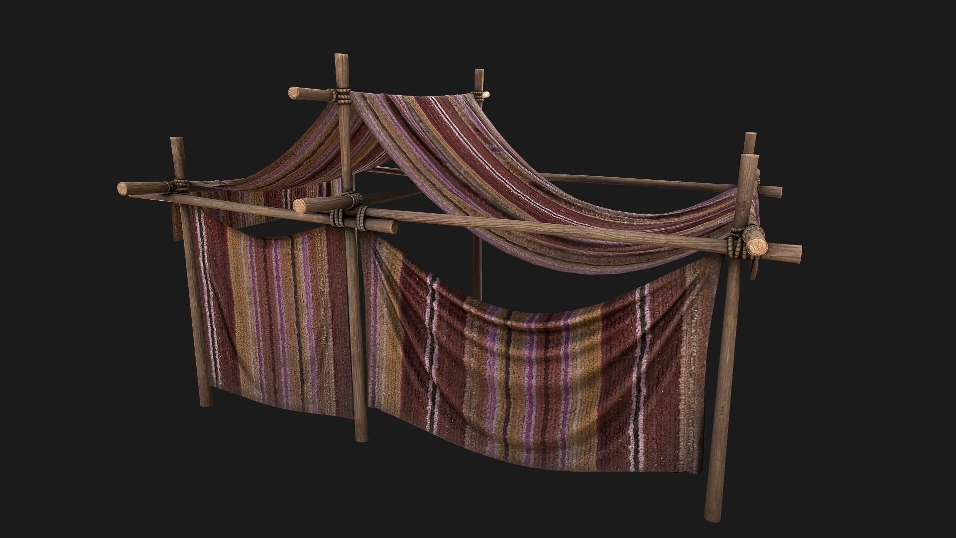 Large trade fair tent purple Stall Low-poly 3D model_13