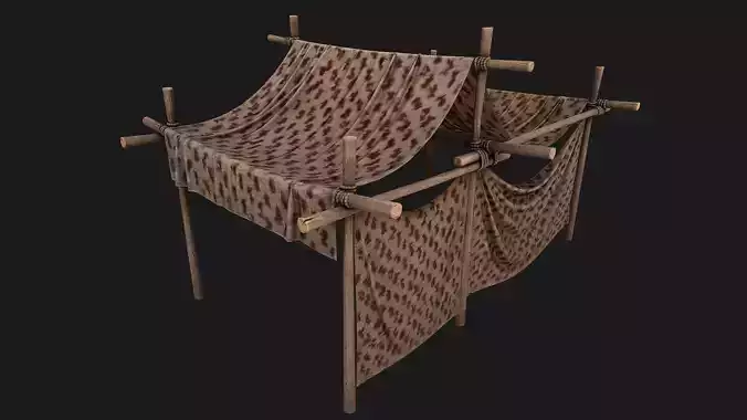 Big Ancient Market Stall Low-poly 3D model