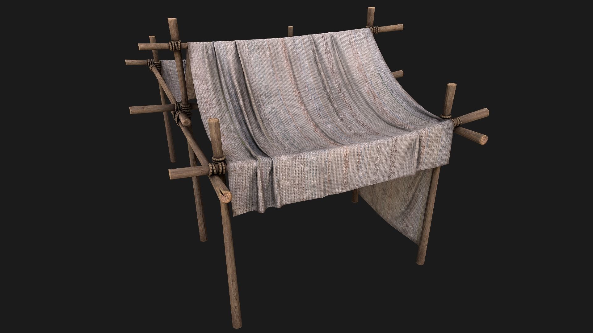 Medieval trade fair tent Stall Low-poly 3D model_6