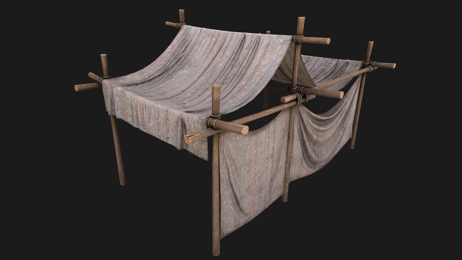 Medieval trade fair tent Stall Low-poly 3D model_9