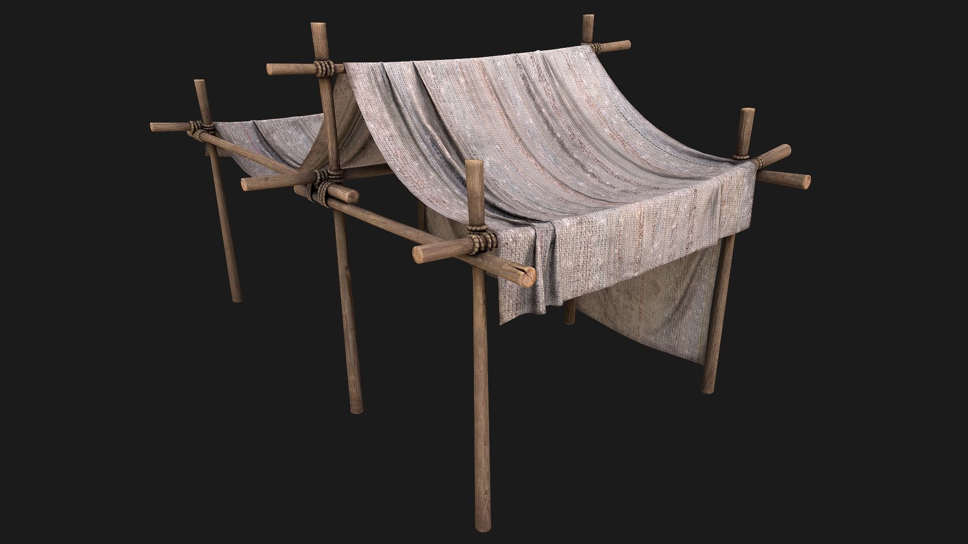 Medieval trade fair tent Stall Low-poly 3D model_5