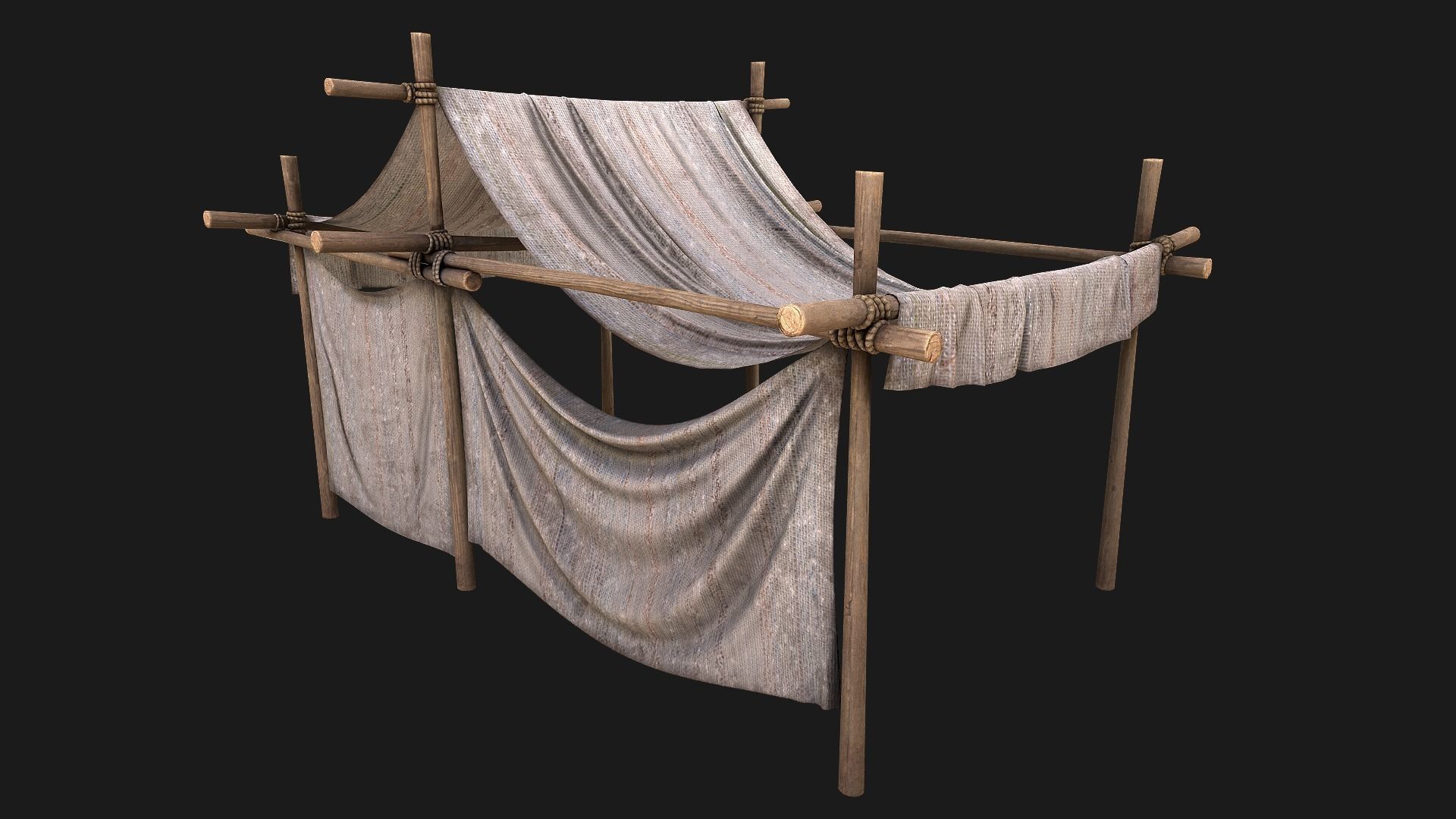 Medieval trade fair tent Stall Low-poly 3D model_13