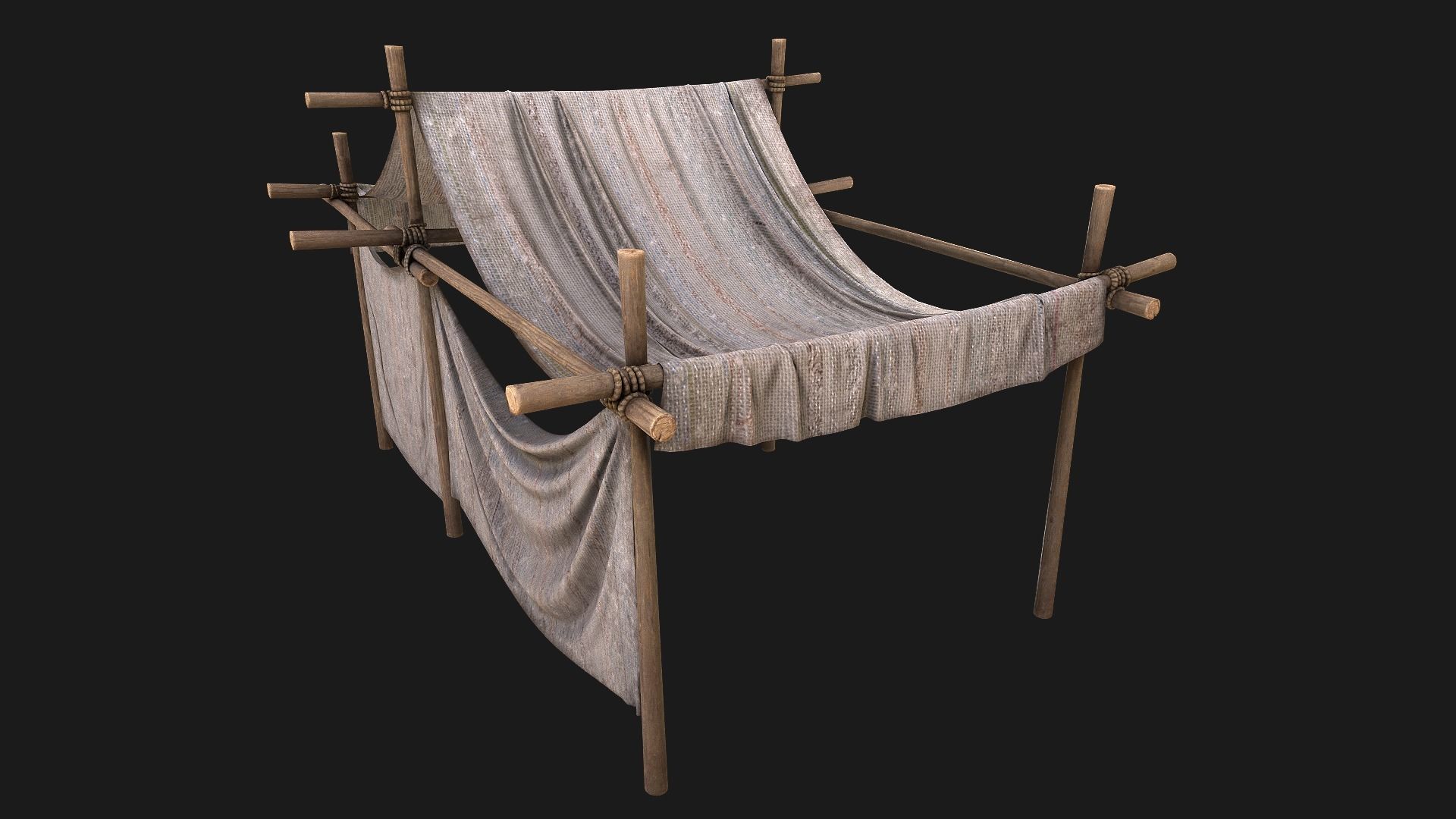 Medieval trade fair tent Stall Low-poly 3D model_14