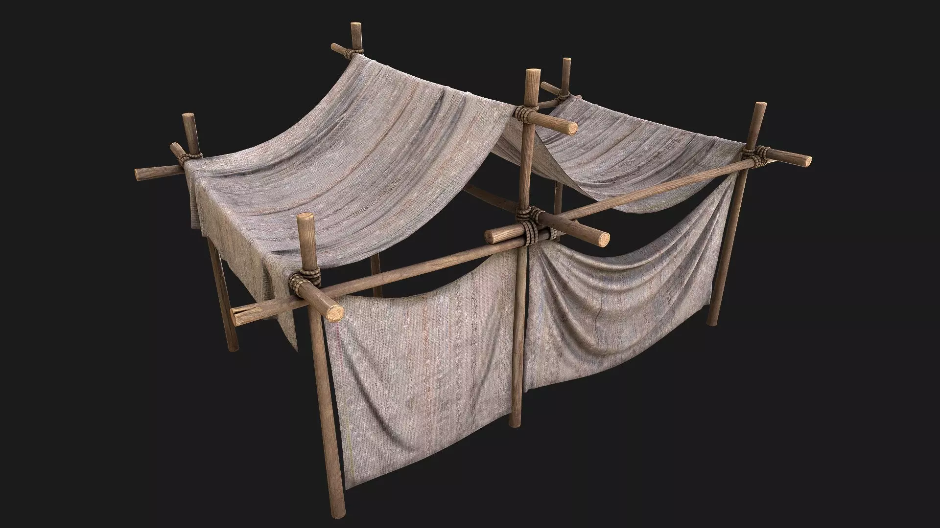 Medieval trade Fair Tent Stall Bazaar Merchant Market Low-poly 3D model