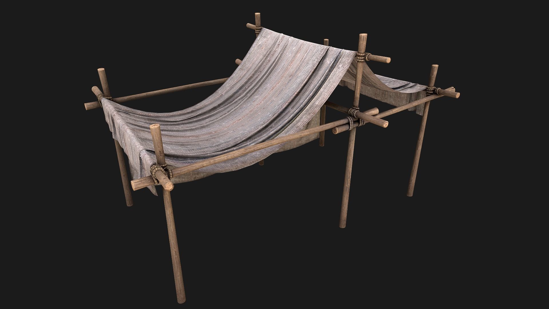 Medieval trade fair tent Stall Low-poly 3D model_17