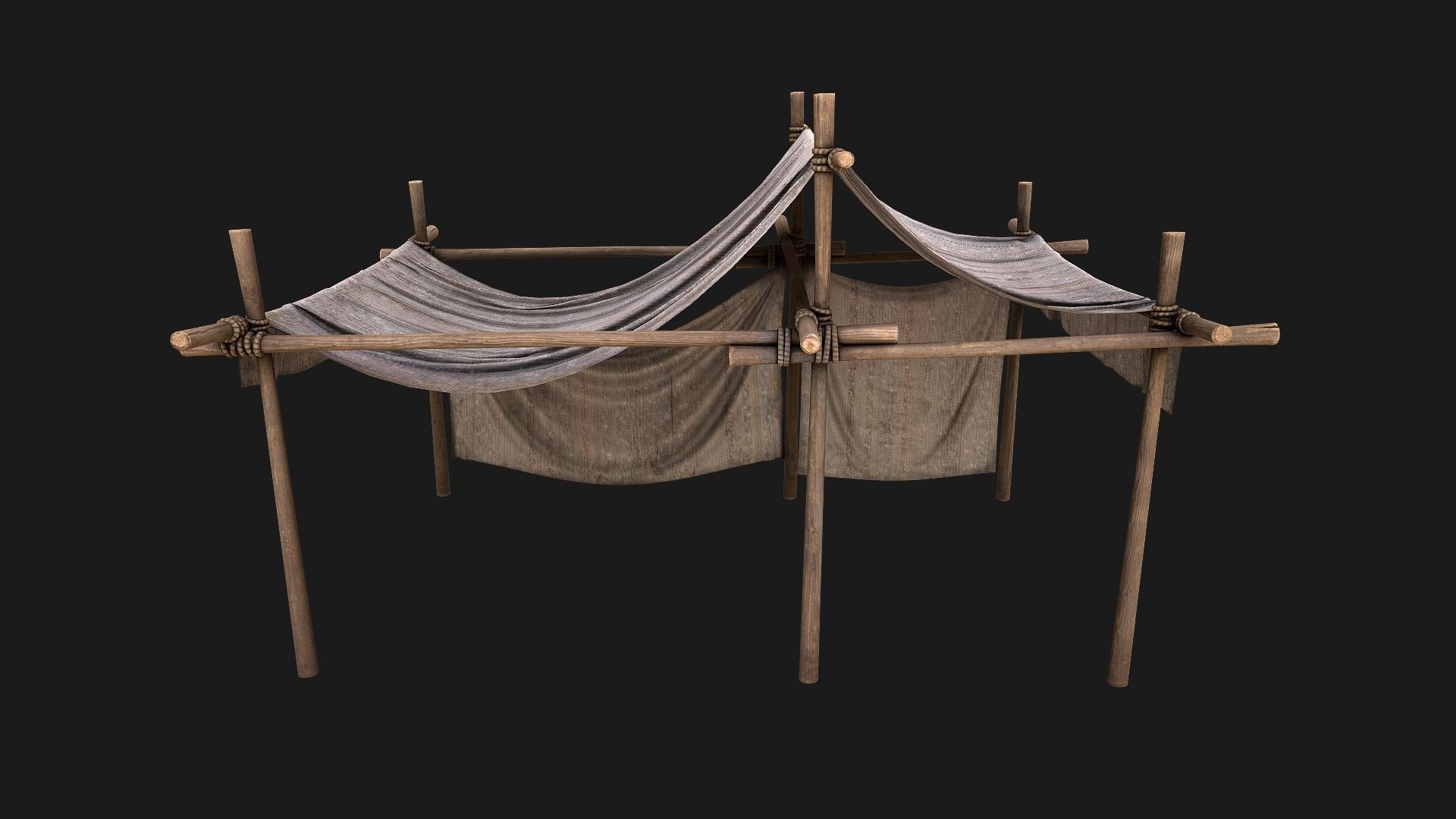 Medieval trade fair tent Stall Low-poly 3D model_3