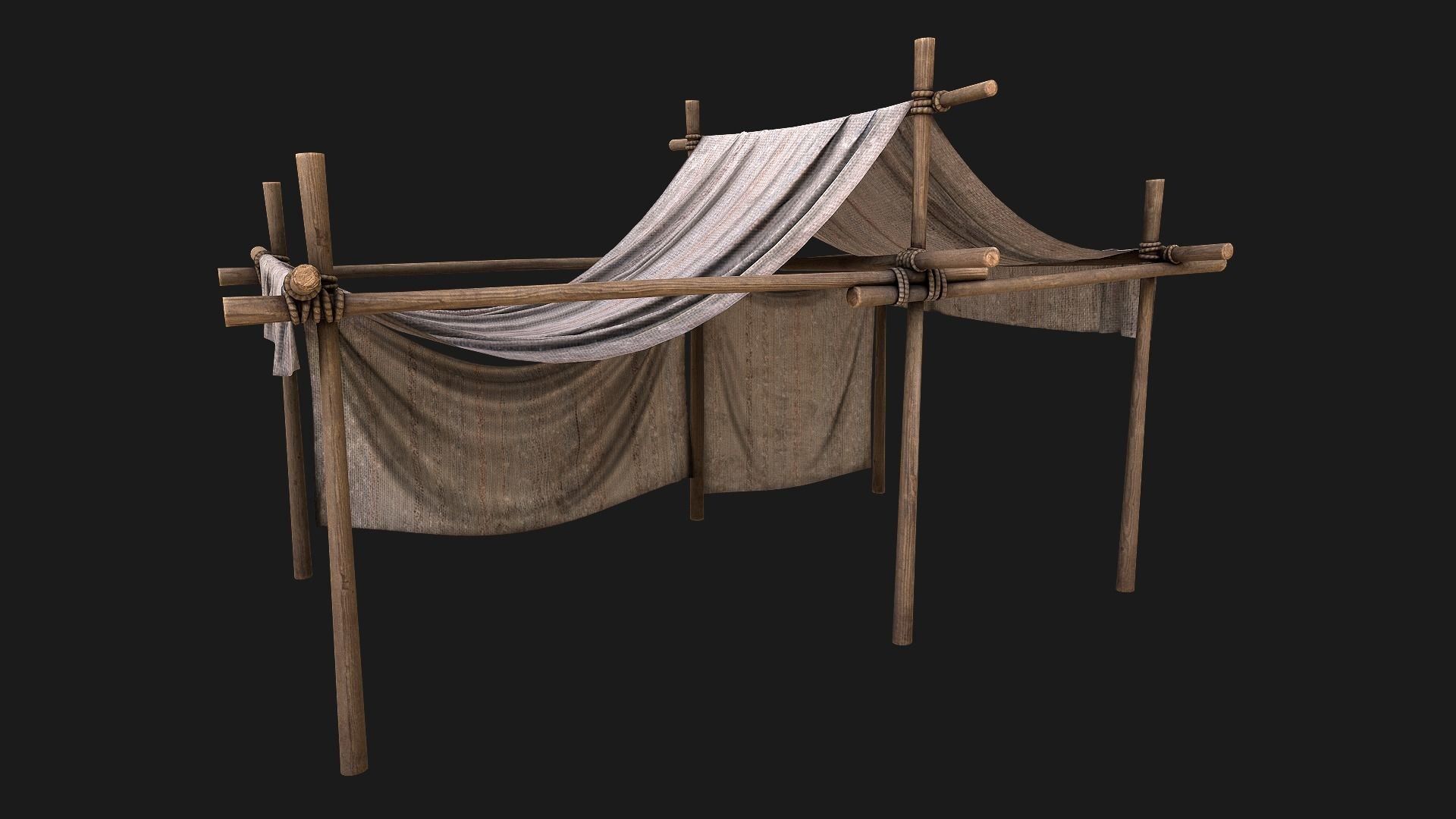 Medieval trade fair tent Stall Low-poly 3D model_18