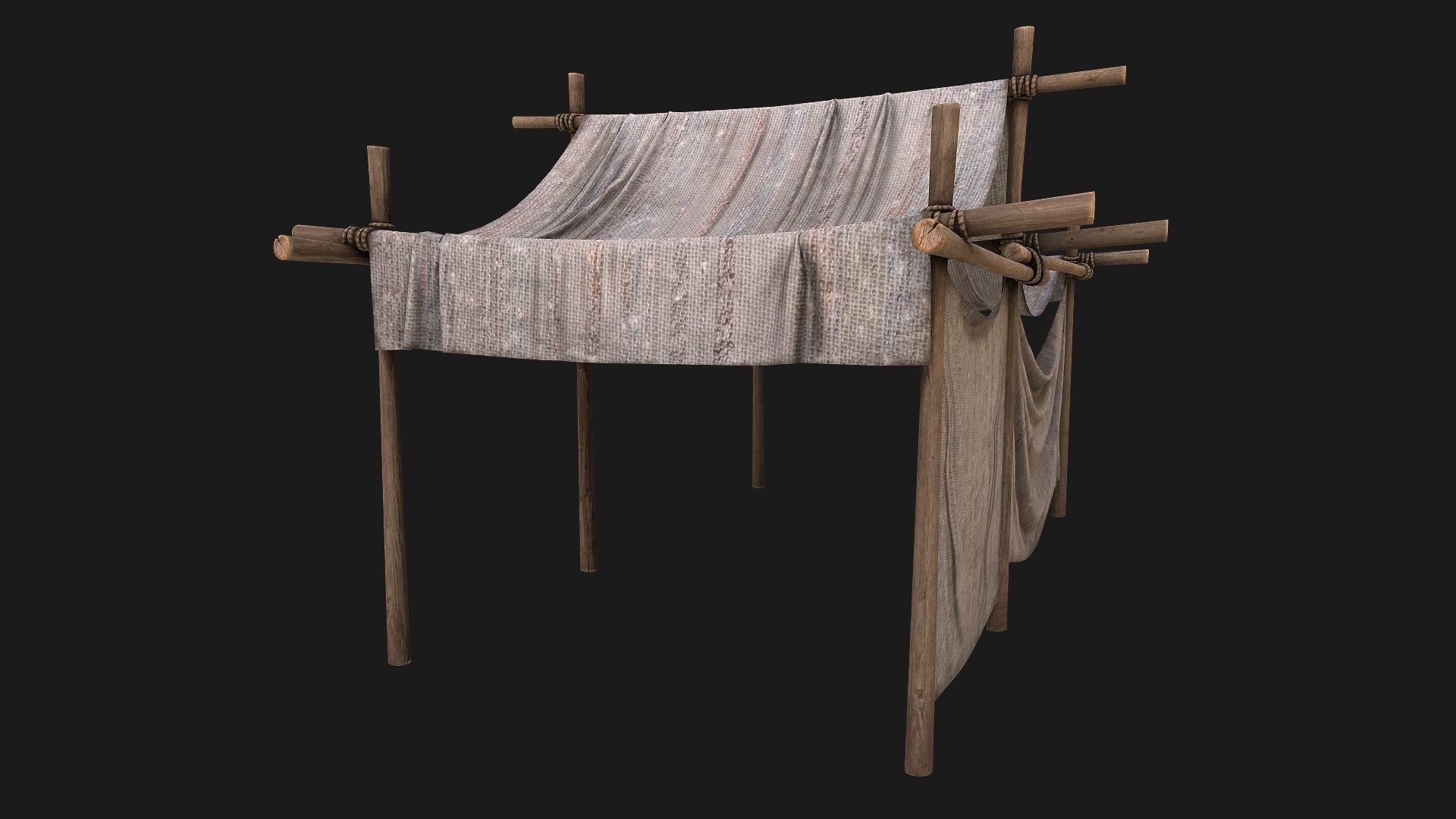 Medieval trade fair tent Stall Low-poly 3D model_8