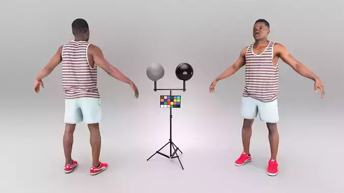 African man in casual ready for animation 367 Low-poly 3D model