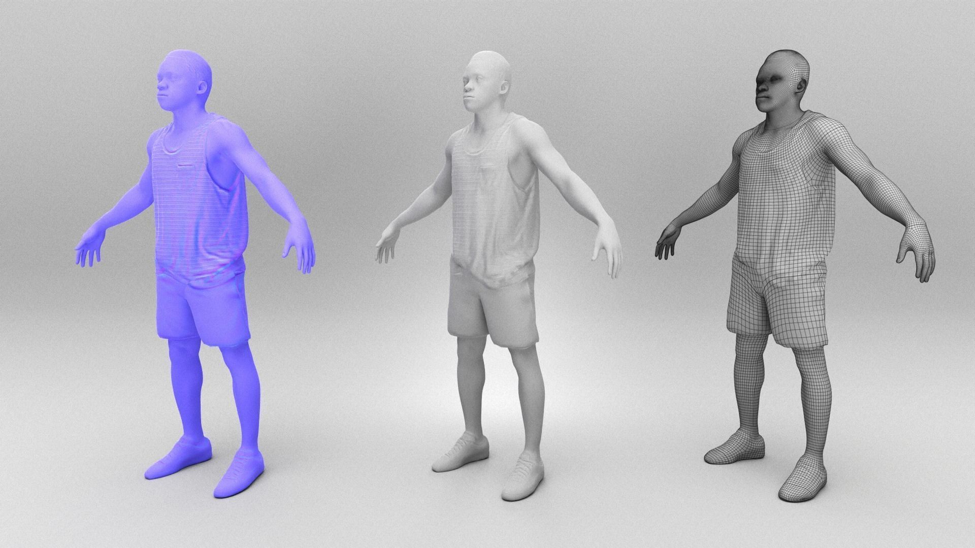 African man in casual ready for animation 367 Low-poly 3D model_4