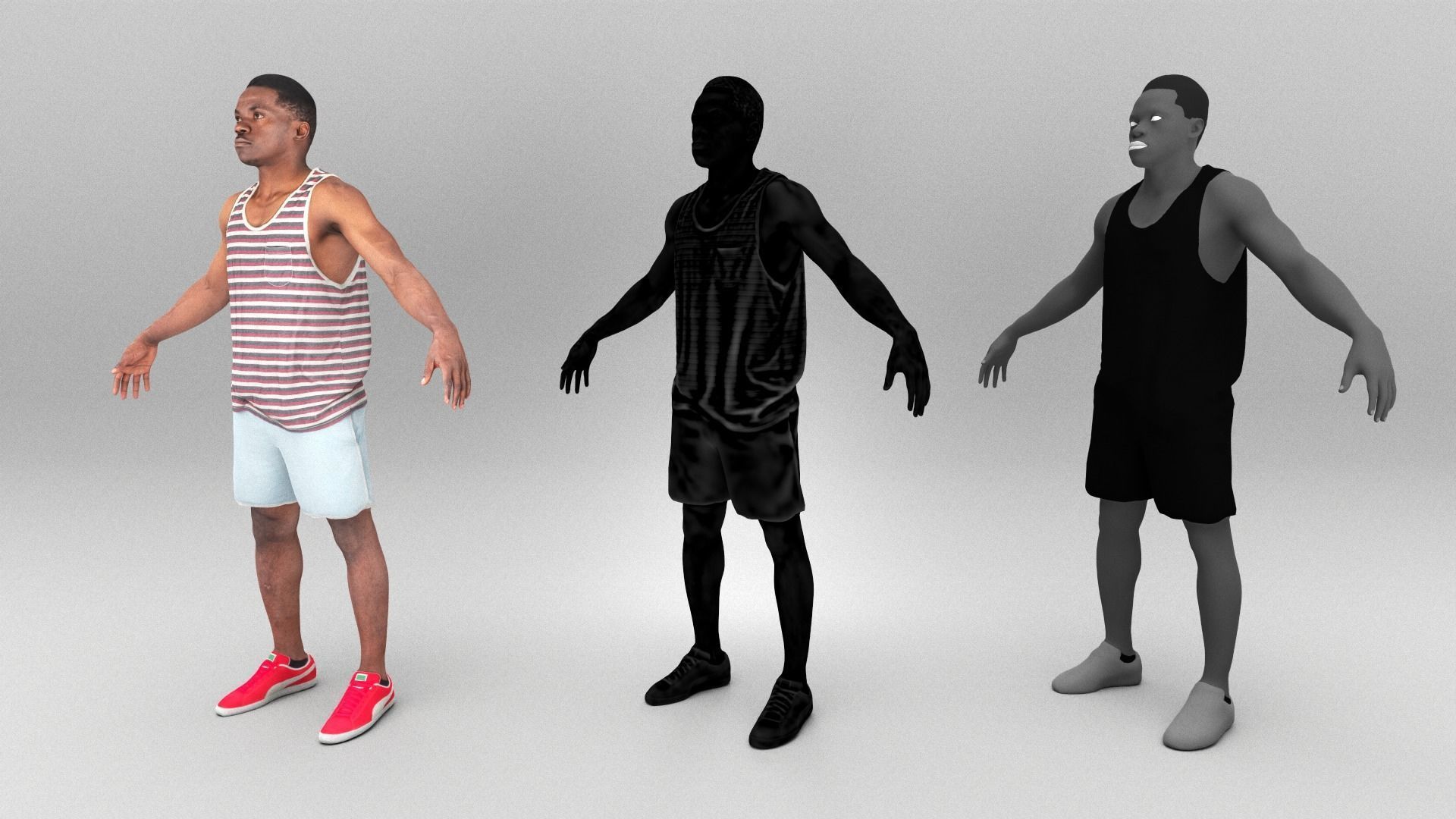 African man in casual ready for animation 367 Low-poly 3D model_5