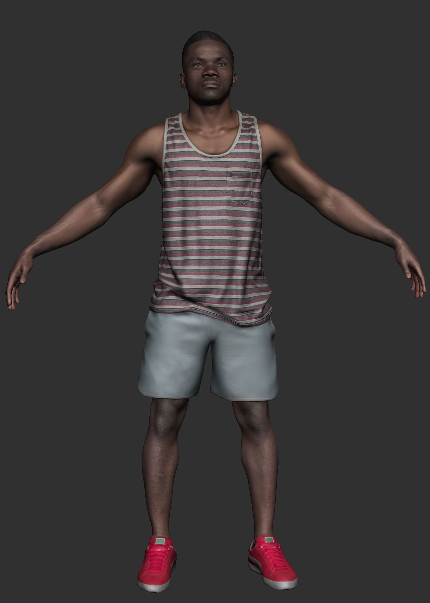 African man in casual ready for animation 367 Low-poly 3D model_6