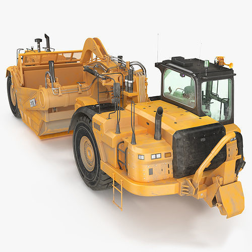 Cat 637k Scraper Dirt Rigged 3D model