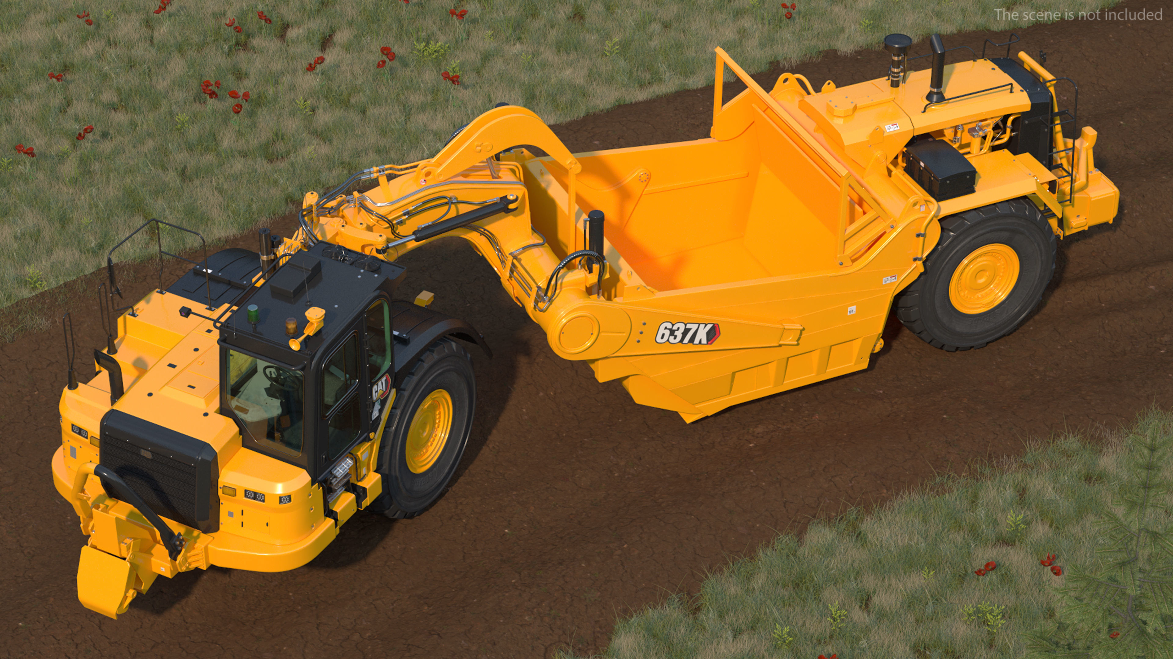 Cat 637k Scraper Rigged 3D model_7