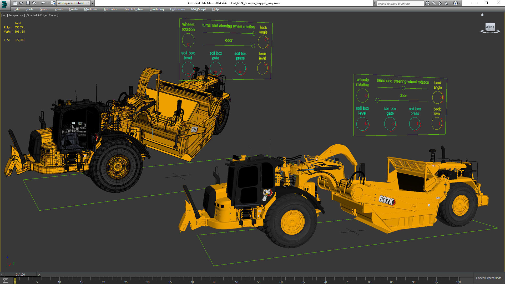 Cat 637k Scraper Rigged 3D model_60